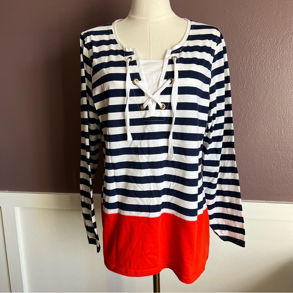 Nautical Long Sleeve Stripped Top